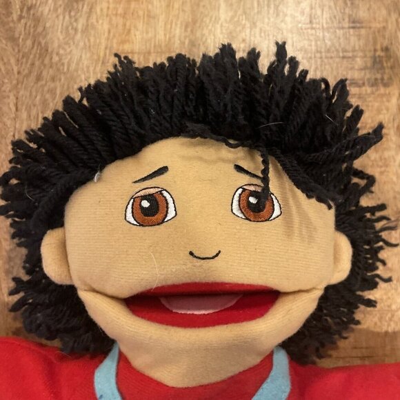 Constructive Playthings Puppet Full Body Open Mouth Asian Boy Brother Overalls - Picture 4 of 8